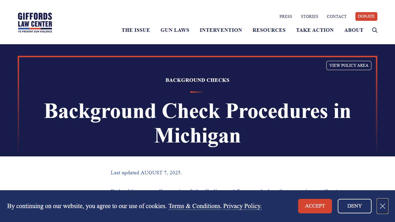 Background Check Procedure Laws in Michigan | Giffords